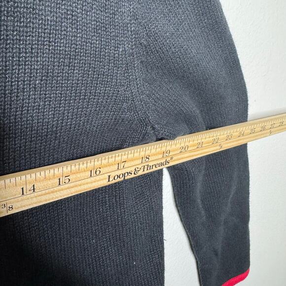 Mercer Street Studio M Black Red Beaded Floral Cardigan Sweater Holiday Vintage - Picture 8 of 10